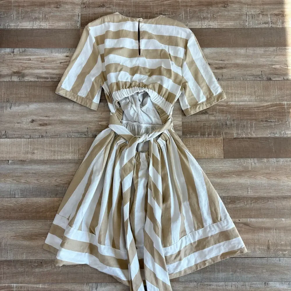 Staud York Cotton-Linen Dress Cream and Beige Size XS - Picture 6 of 8